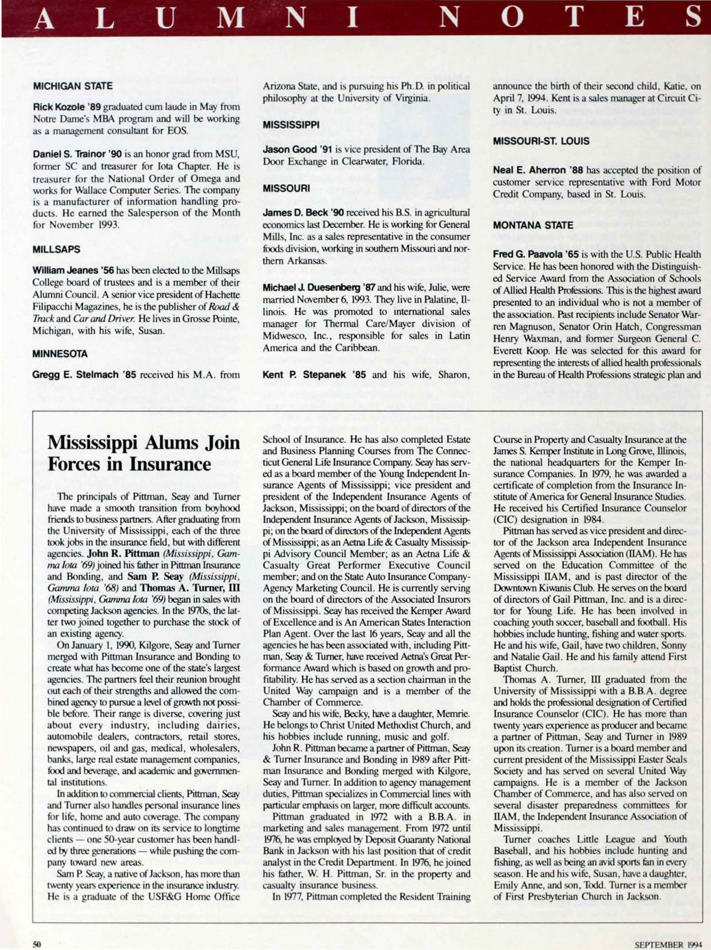 Mississippi Alums Join Forces in Insurance